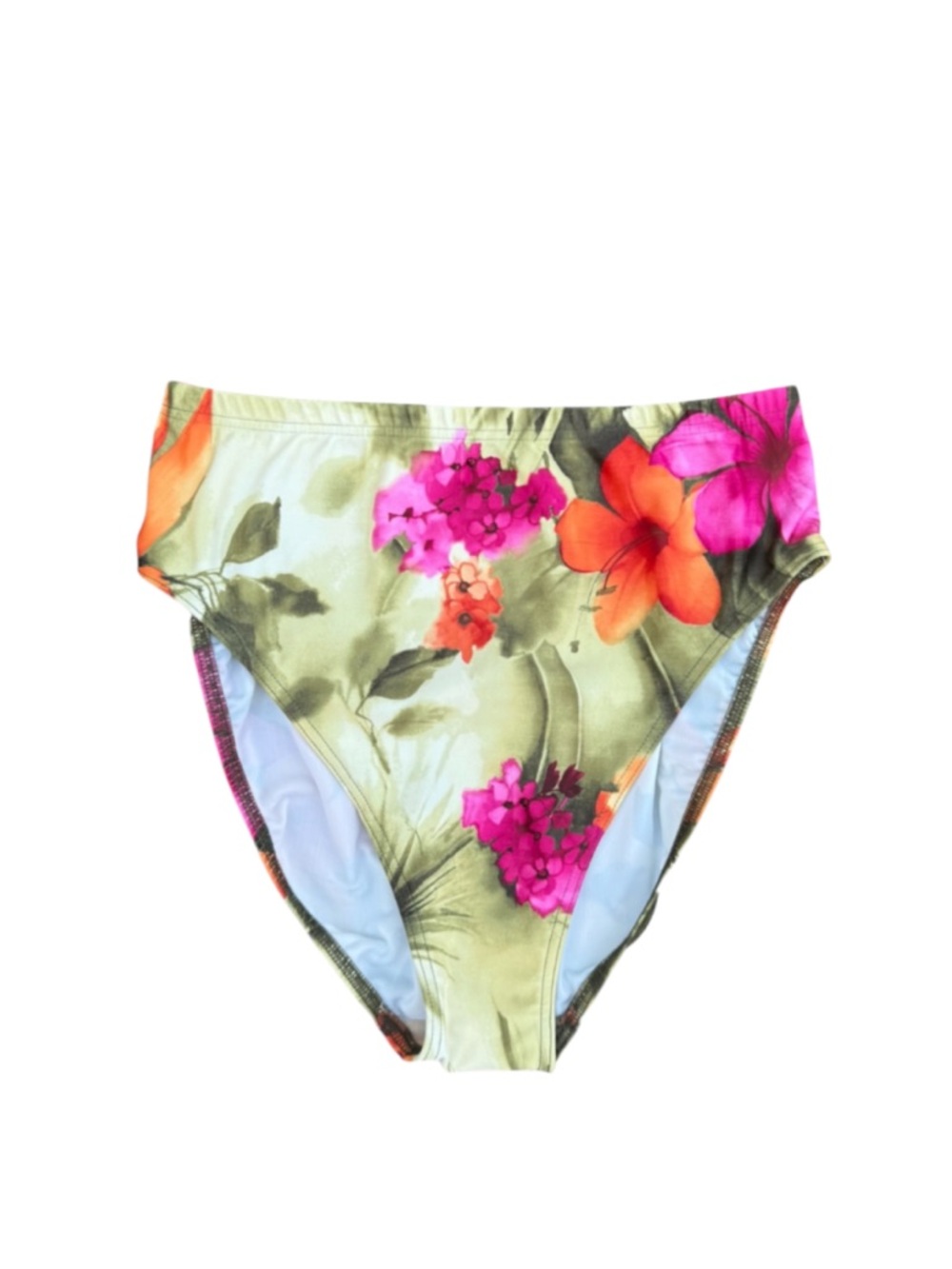 NWT Christina Neutral Green Pink Floral High Rise Swim Bikini Bottoms ⭐️⭐️⭐️⭐️⭐️
